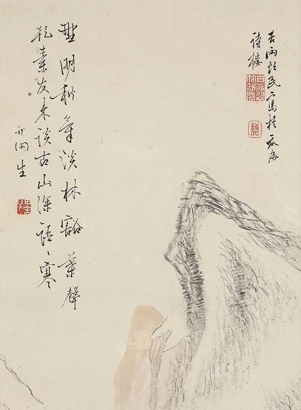 真作/帆足杏雨/秋景山水人物画賛/軸先紫檀/布袋屋掛軸HF-346 真作/帆足