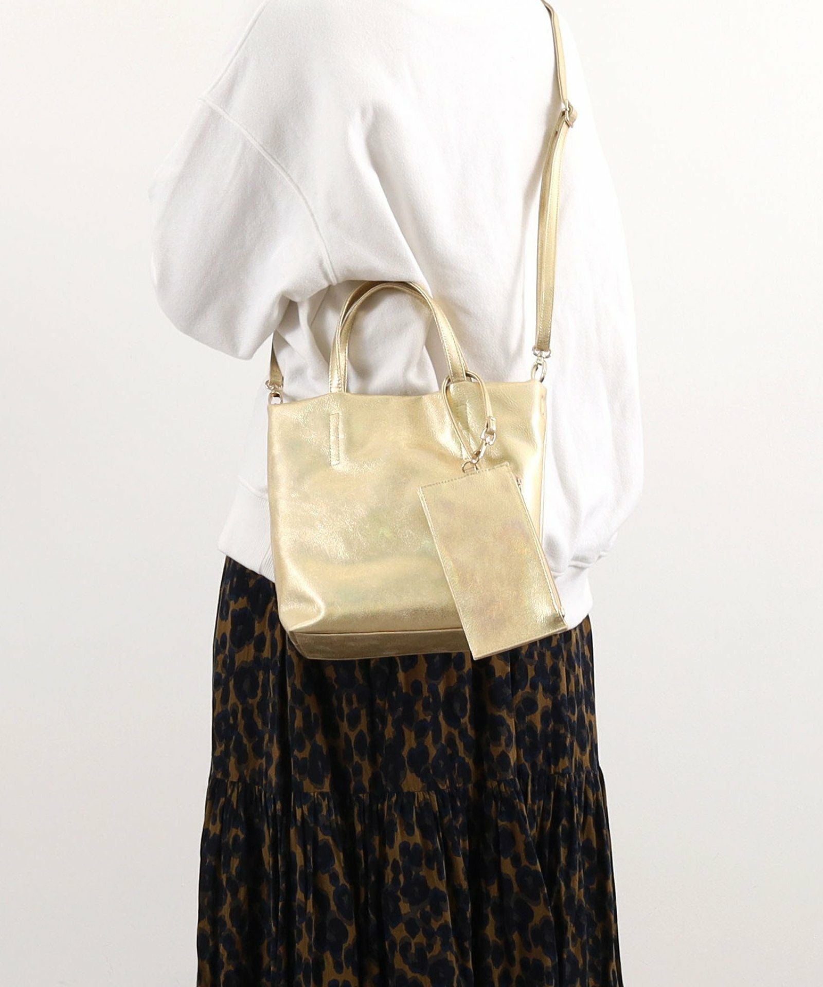 COOCO クーコ 【メタリックフェイクレザー2WAYトート】 レディース