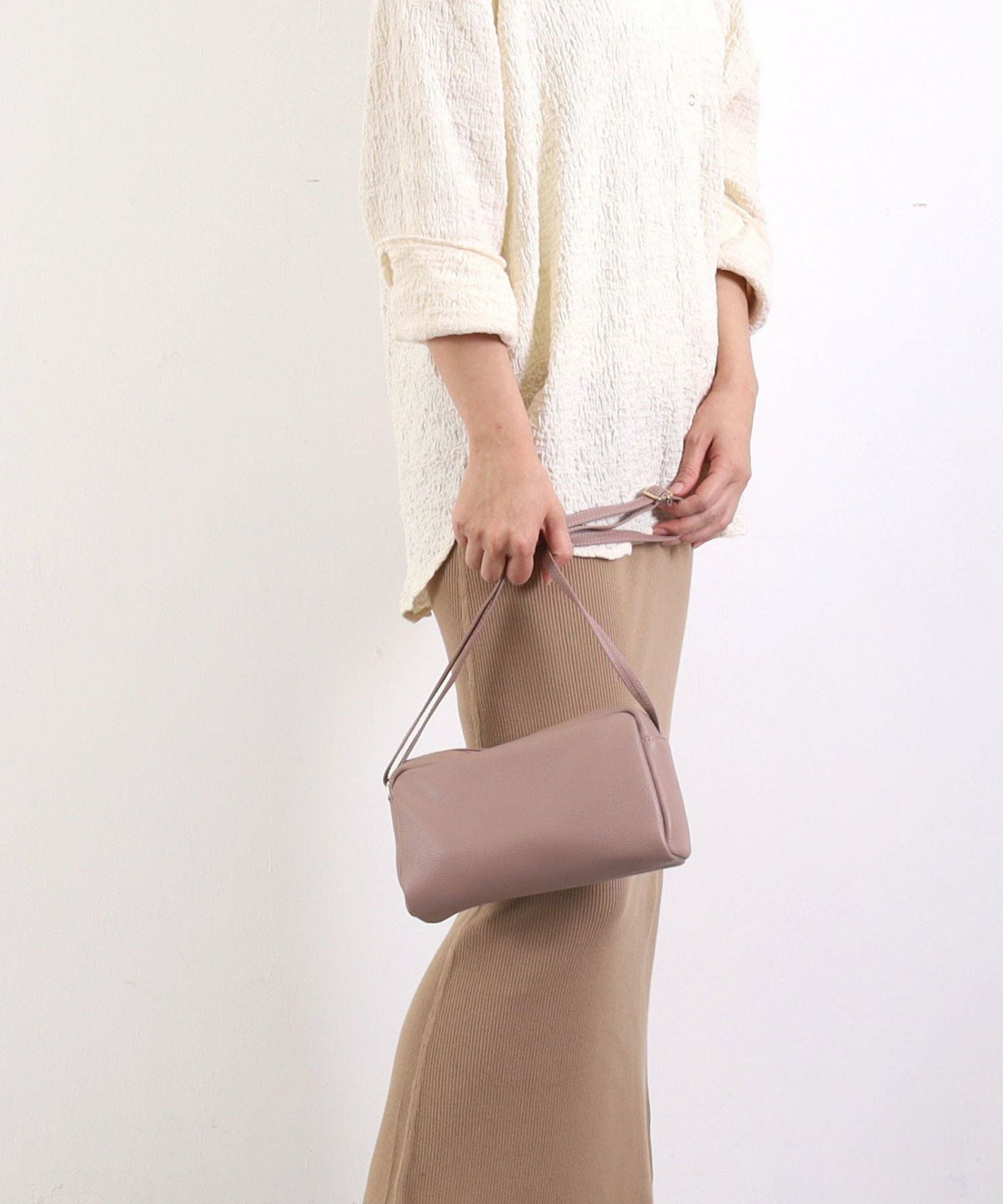 シュリンクレザー横型BOXショルダーバッグ 本革FG | COO ONLINE