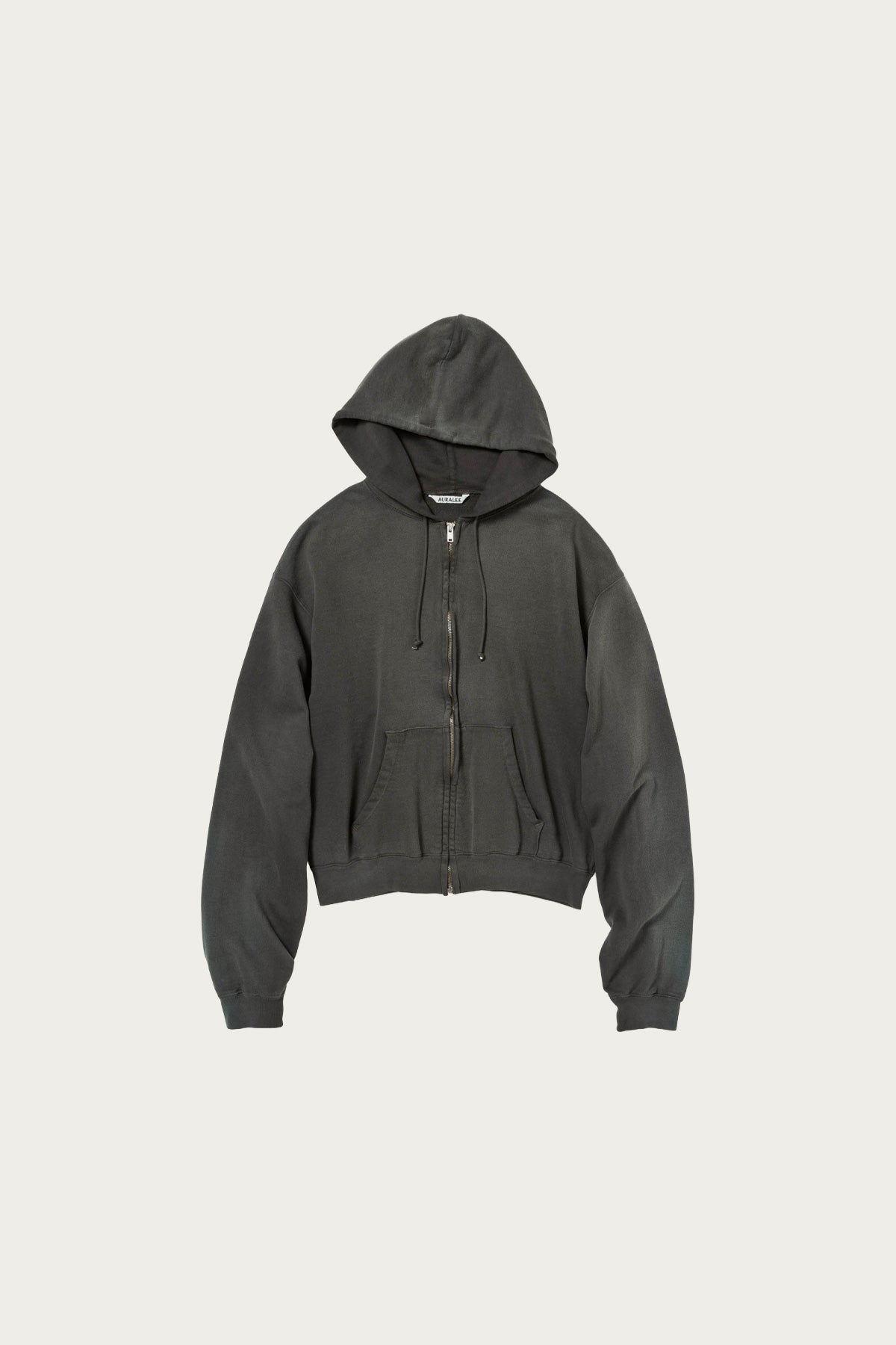 Auralee Product Dyed Pima Light Sweat Zip Parka | Ink Black