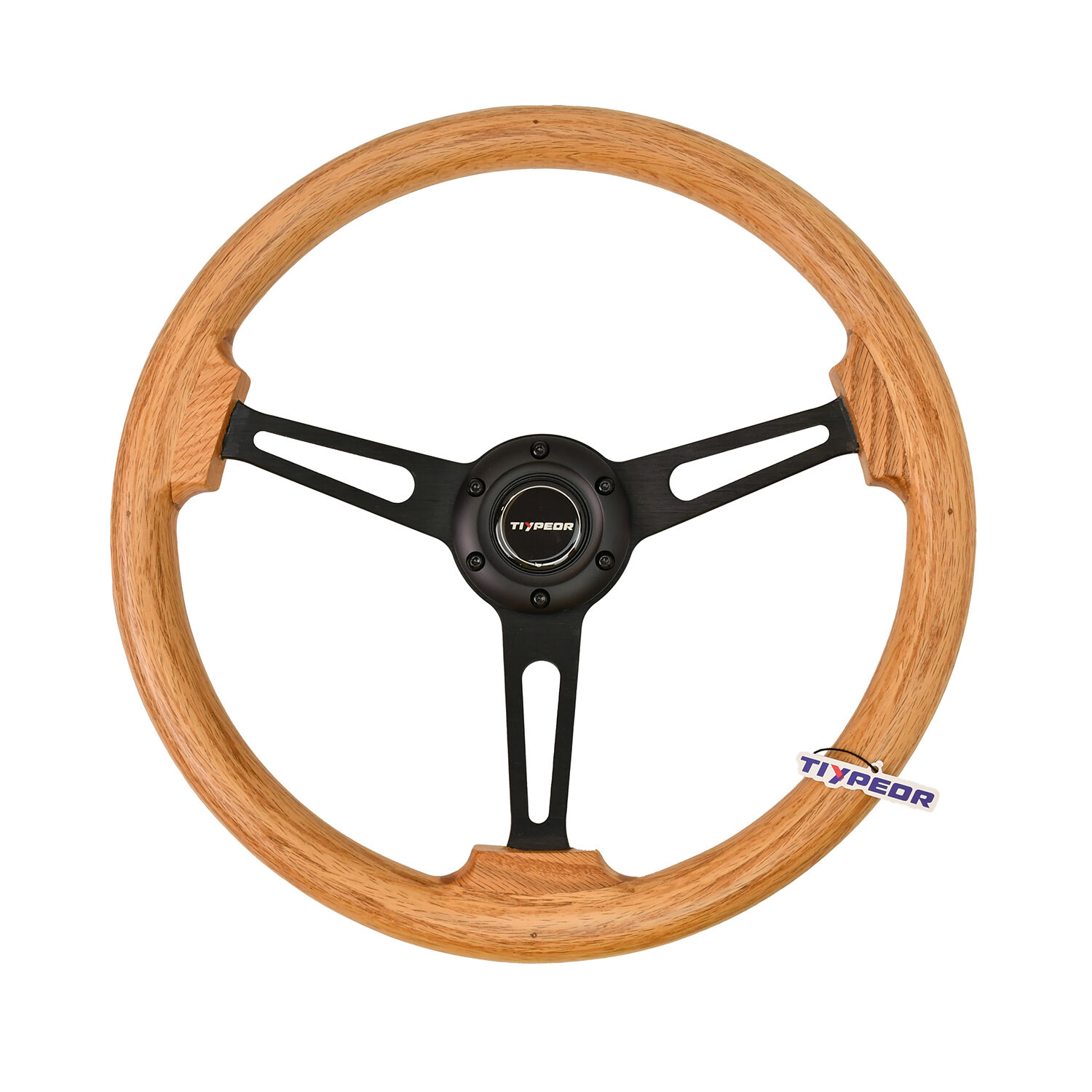 TIYPEOR ステアリングホイール 固材木材 380MM ブラケット 深さ4cm