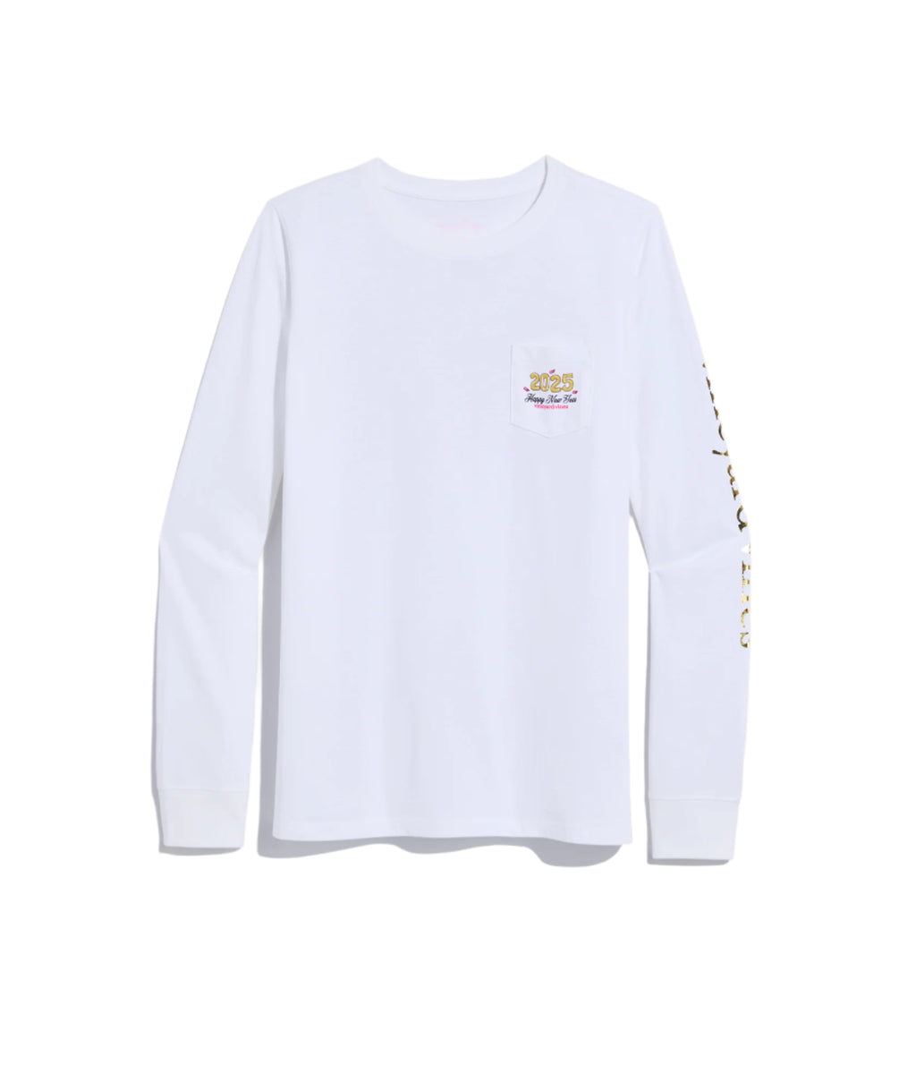 Vineyard Vines Womens New Year's Eve Whale Long-Sleeve Pocket T