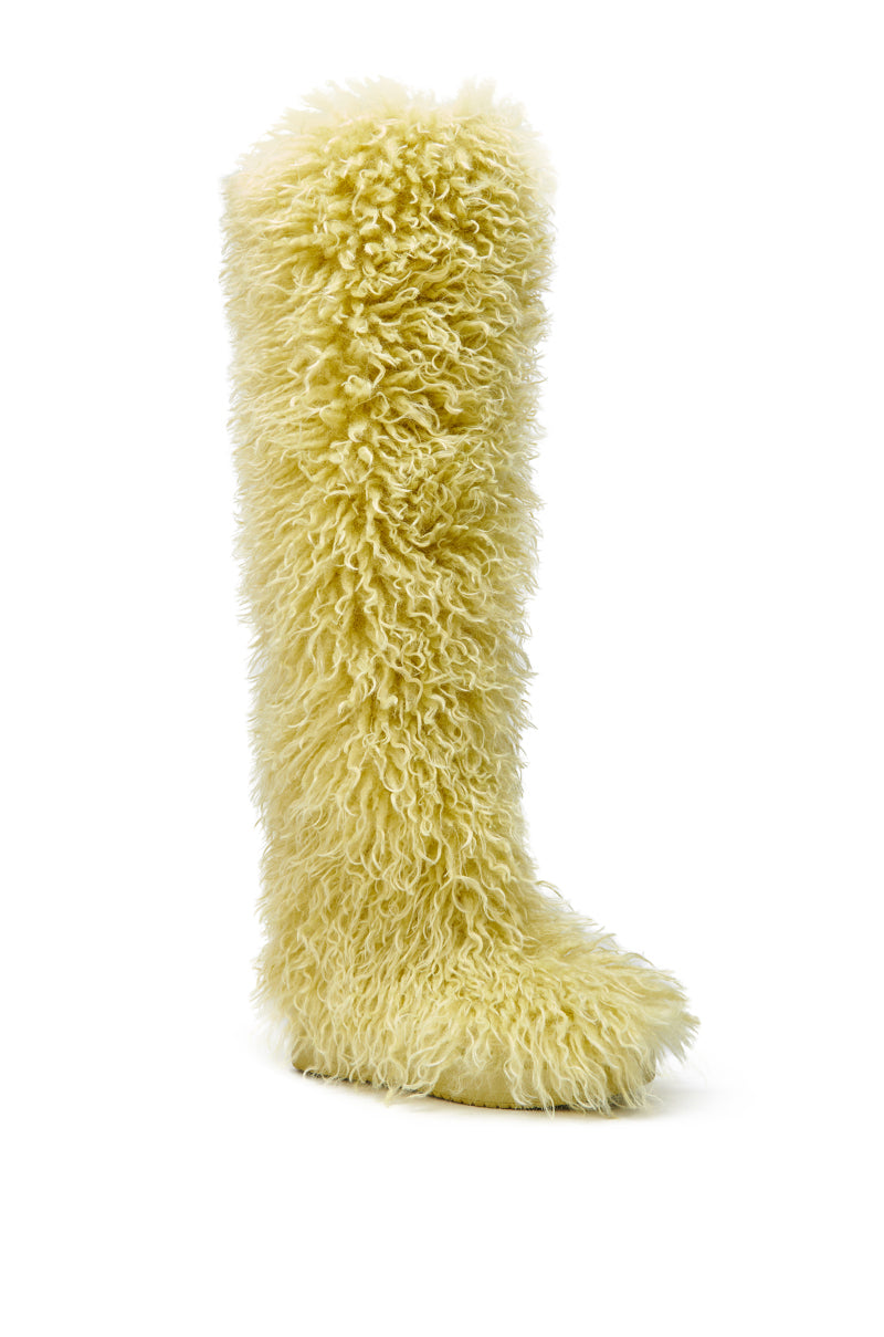 AZALEA WANG TEMPLETON LIME FAUX POODLE FUR OVER THE KNEE BOOT – AKIRA