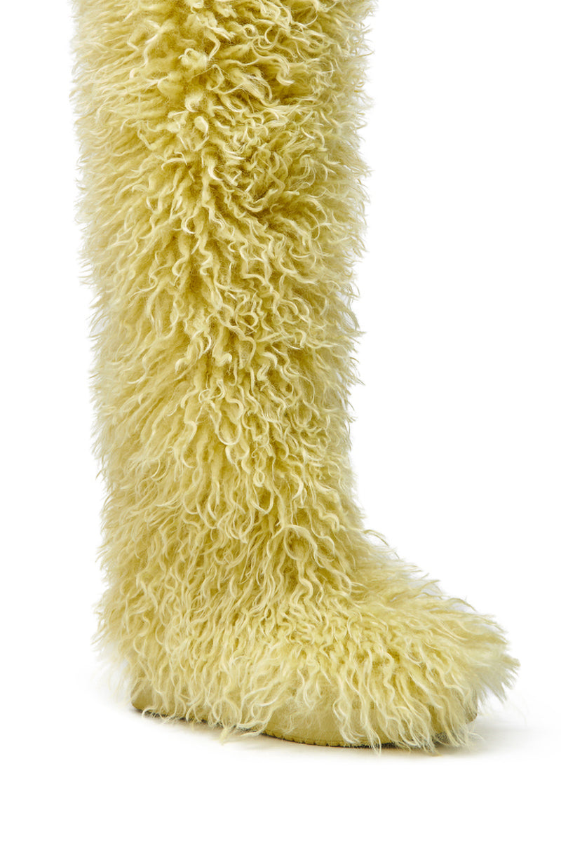 AZALEA WANG TEMPLETON LIME FAUX POODLE FUR OVER THE KNEE BOOT – AKIRA