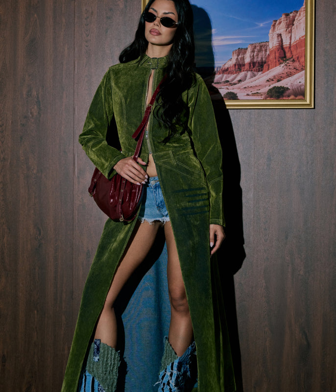 AZALEA WANG NOLA FAUX FUR SLEEVE CROC BODY MOTO JACKET GREEN – AKIRA