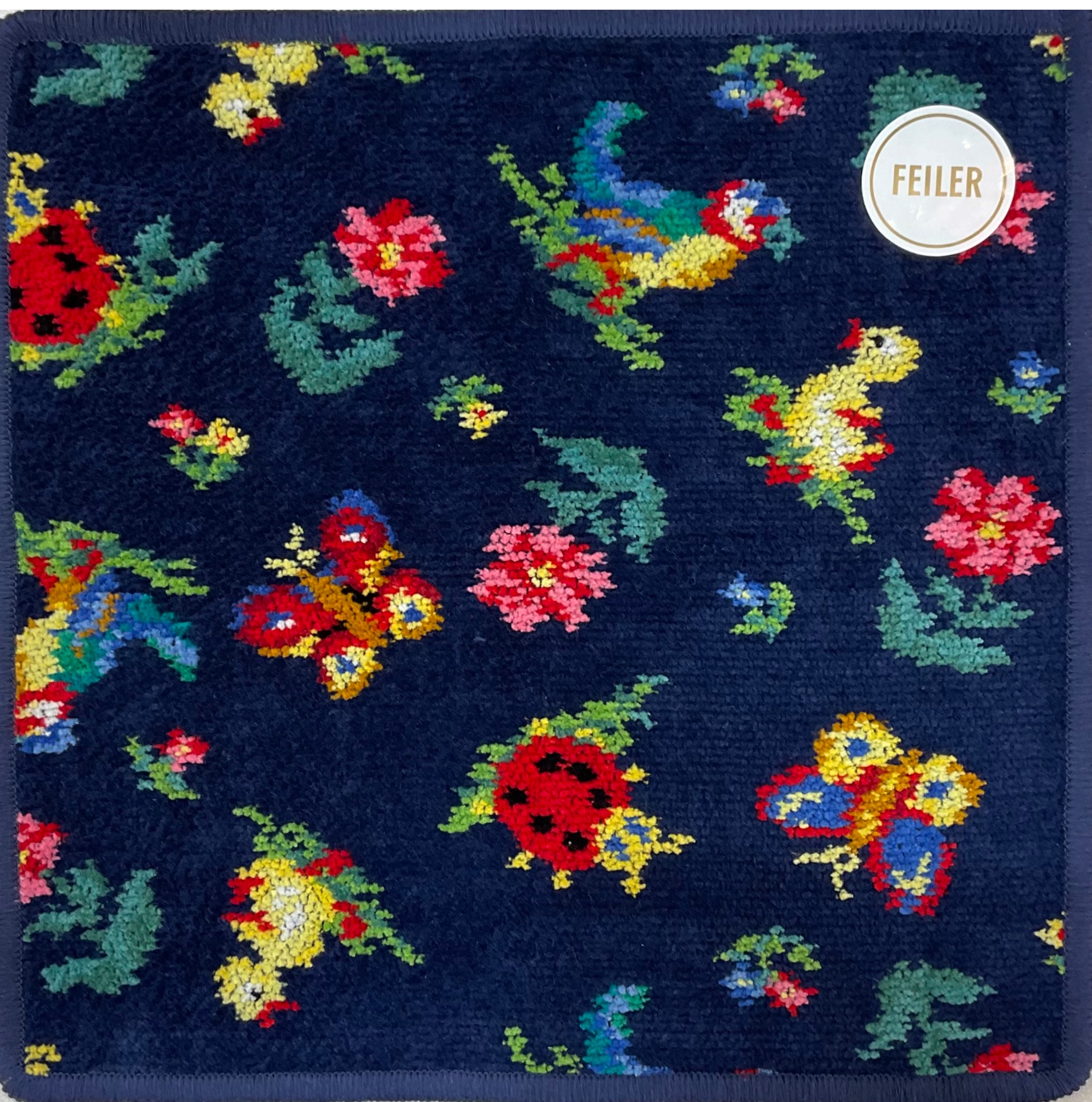 フェイラー】人気のハイジ柄 ハンカチとティッシュポーチはネイビーで