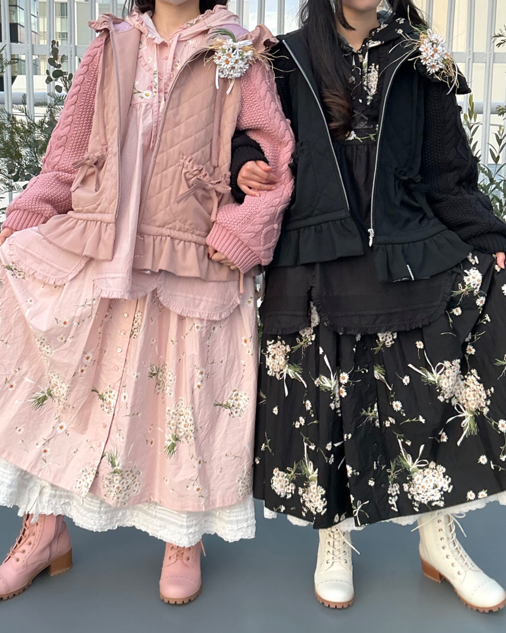 マーガレットブーケプリントミディワンピース*〜【電話注文可