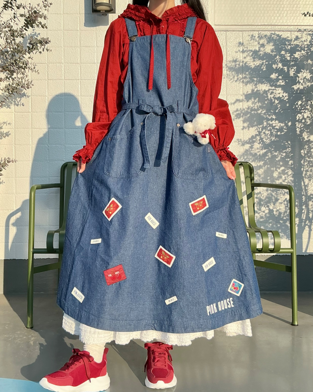 ネームワッペン使いデニムサロペットワンピース *〜【電話注文可