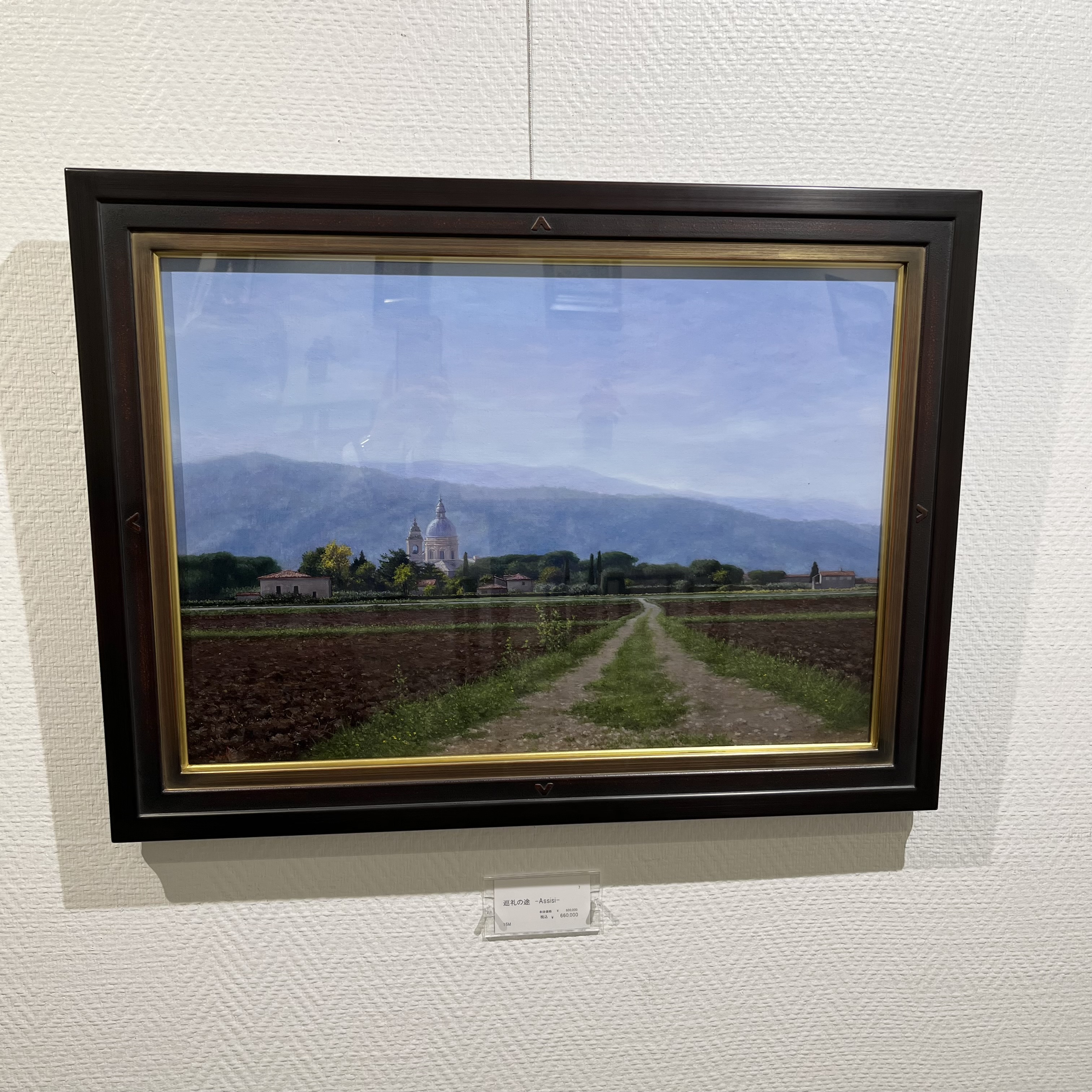 有名国際展作家「ポルトガルの小広場」風景/アクリル/油彩/小原雅夫