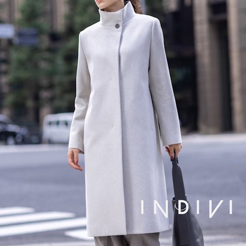 定番】ウールスタンドカラーコート/大きなサイズINDIVIラージ