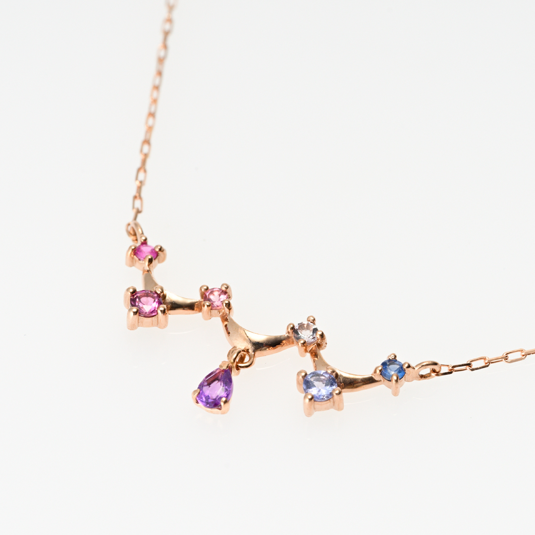 ネックレス K10ピンクゴールド ルビー ロードライトガーネット ピンク