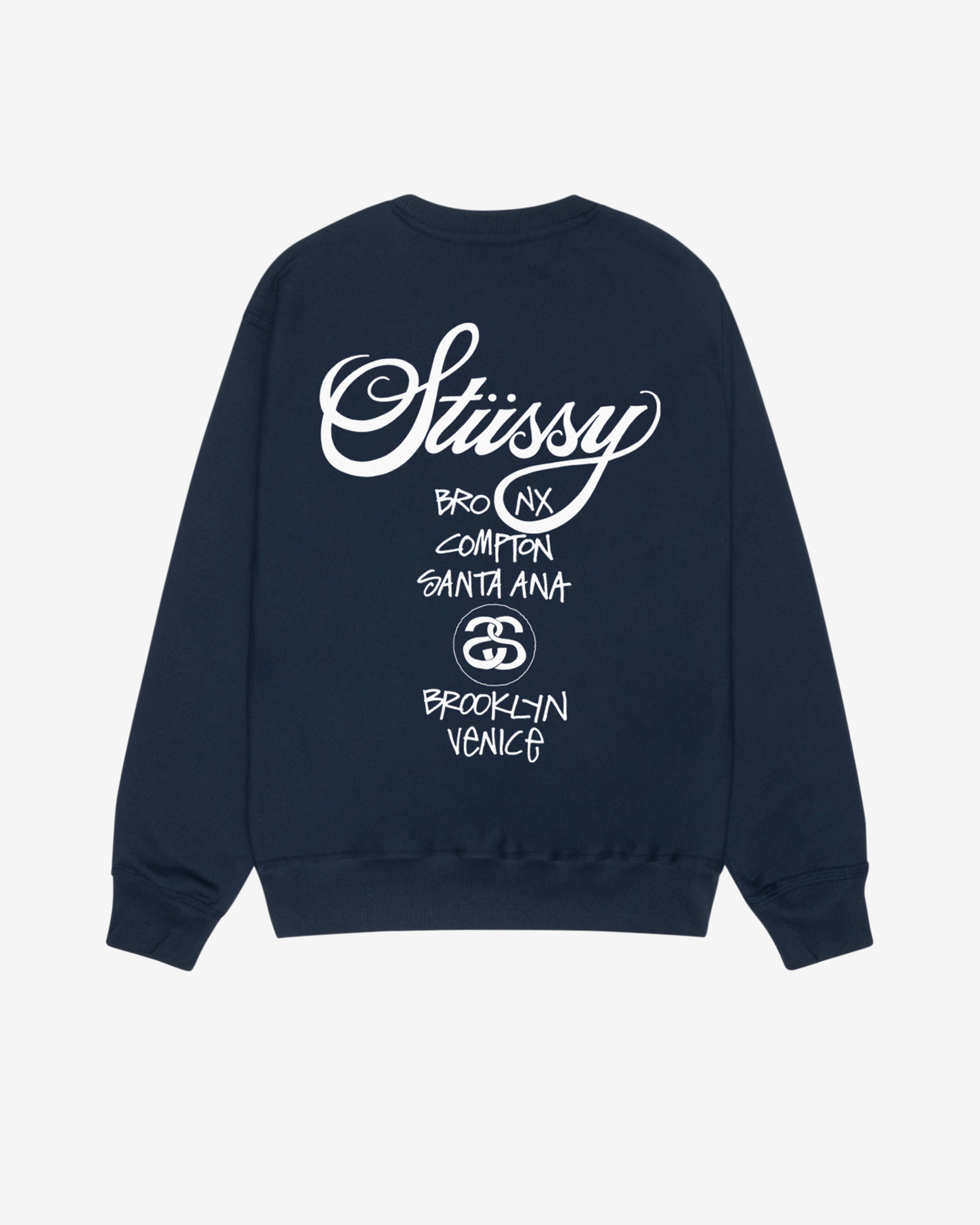 Stüssy: Men's World Tour Crew (Navy) | DSMNY E-SHOP