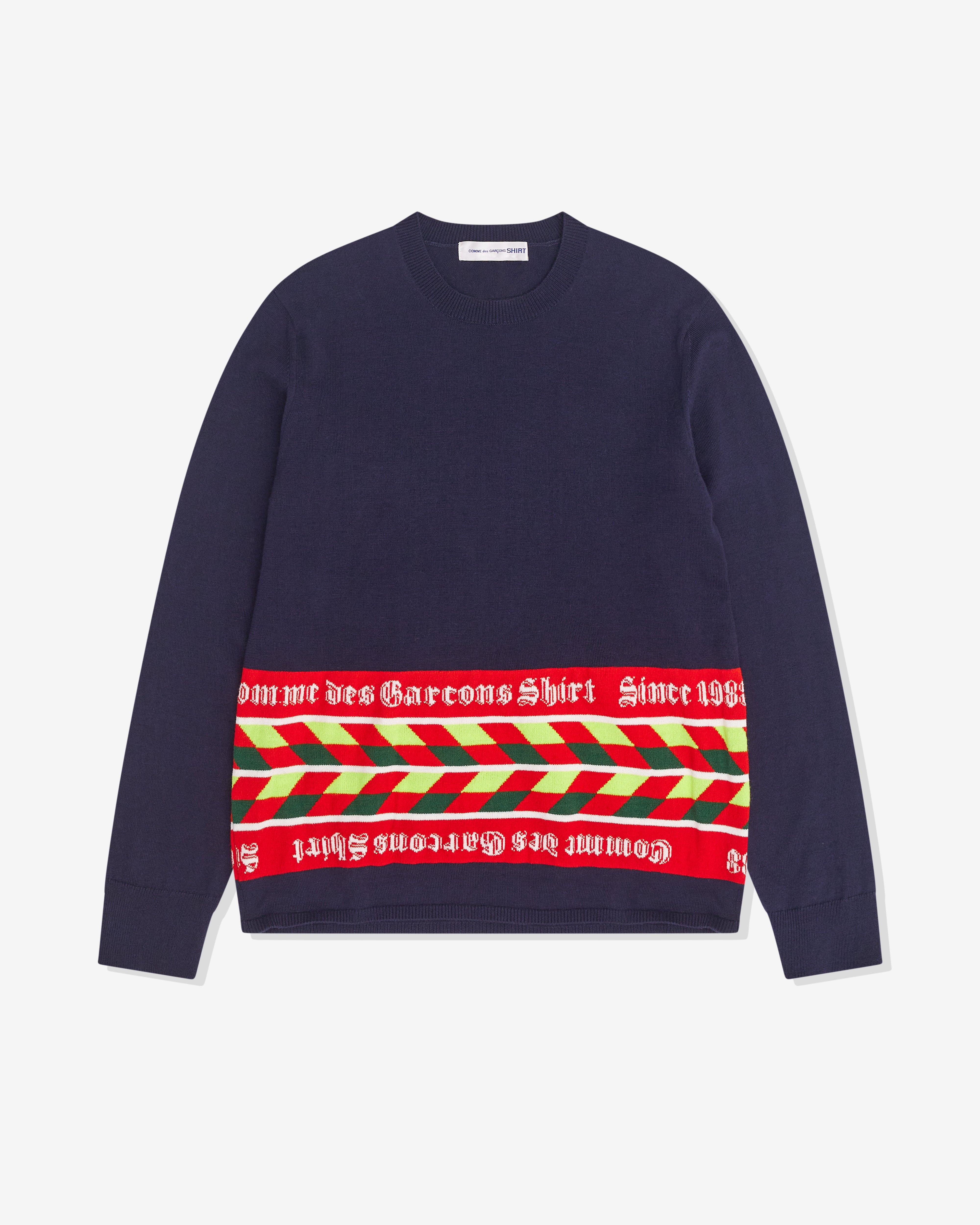 CDG Shirt: Men's Football Scarf Knitted Sweater (Navy) | DSMNY E-SHOP