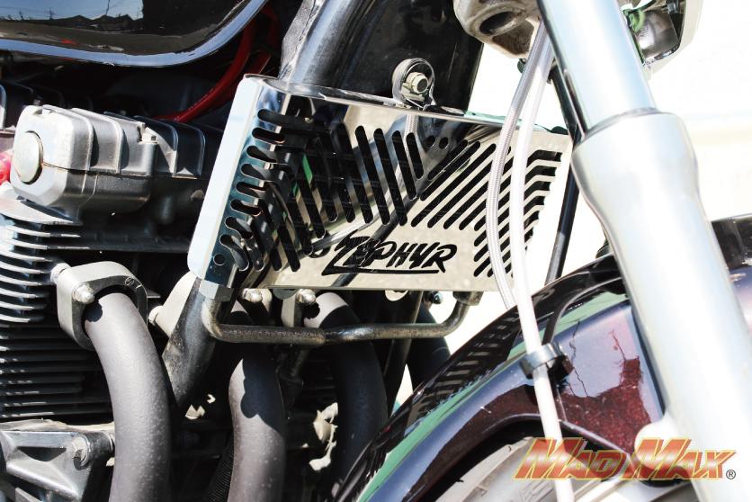 ゼファー400/χ 純正オイルクーラー用ステンレスカバー [株式会社マッド