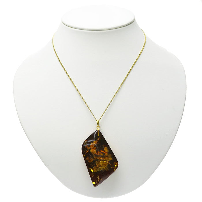 大粒 琥珀 ペンダントトップ K18ゴールド 18金 16.4g レディース