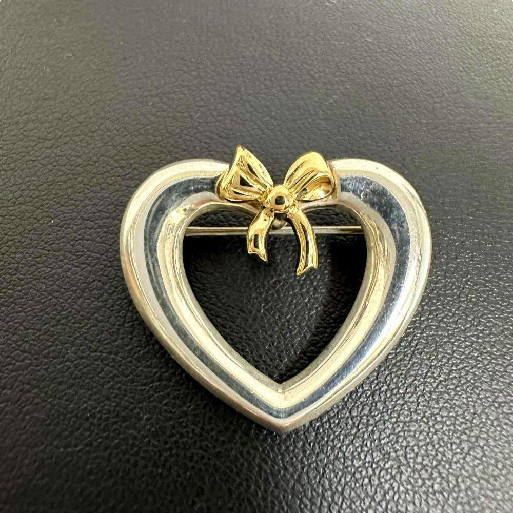 TIFFANY&Co./ティファニー】 ハート リボン ブローチ シルバー925/K18