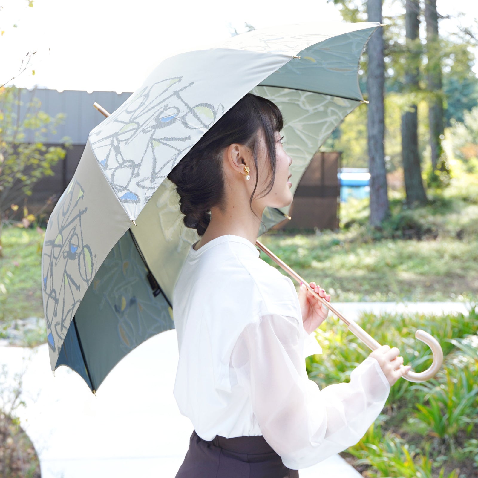 北欧風のおしゃれなレディース長傘！晴雨兼用雨傘8本骨60cm