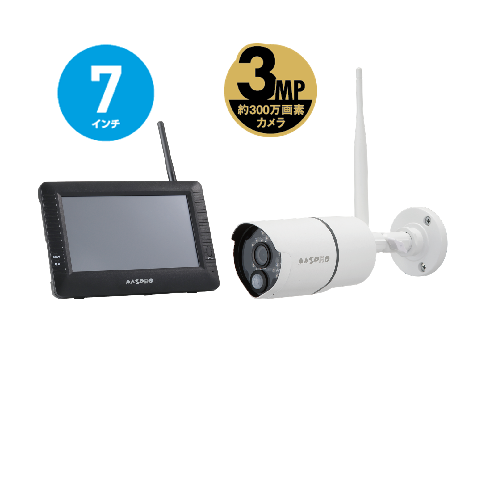 WC3A7M(7インチモニター モニター：ブラック、カメラ：ホワイト