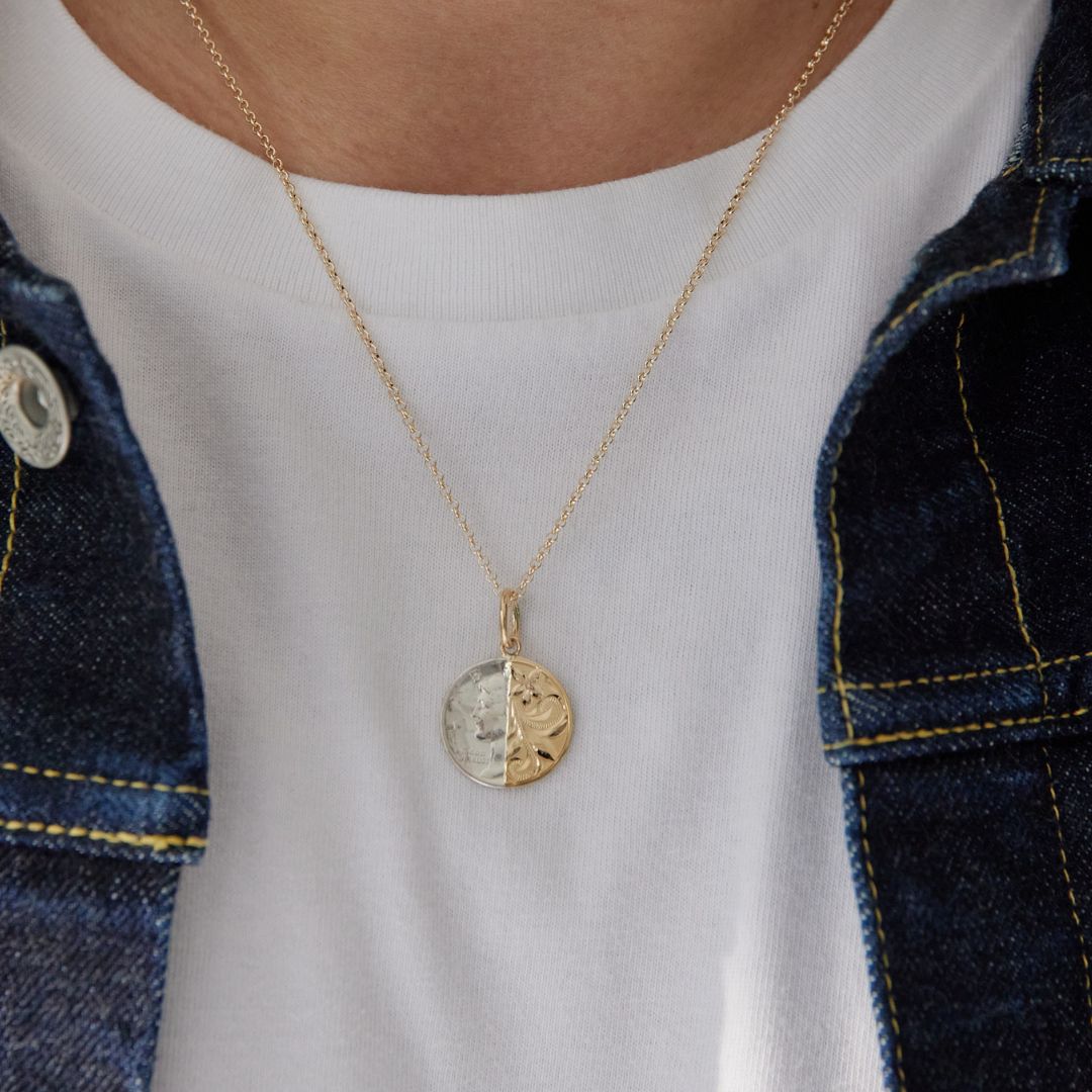 ハワイアンジュエリー/K14YG/マーキュリーダイムハーフカット