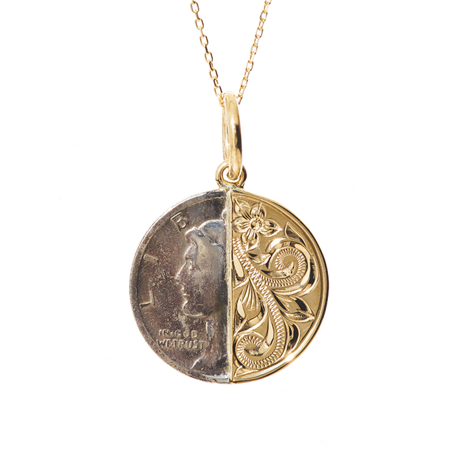 ハワイアンジュエリー/K14YG/マーキュリーダイムハーフカット