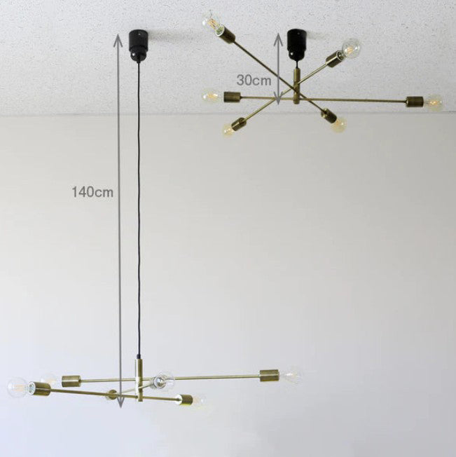 アシメントリー 真鍮メッキ6灯ペンダントライト GCH002-6 引掛