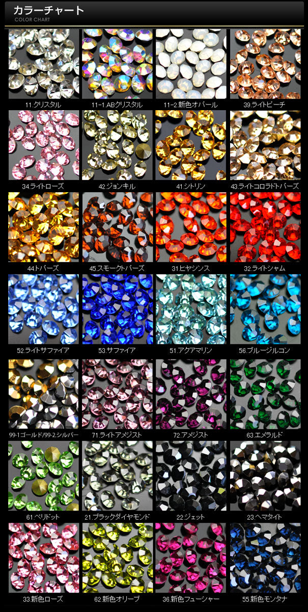 高品質ガラスラインストーン『nAnASTOnE Vカット』全27色 SS4～SS16