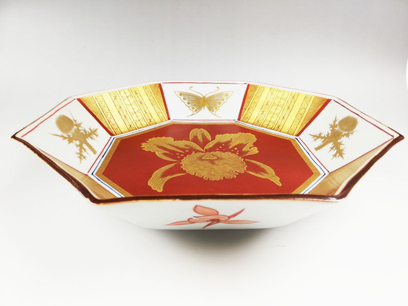九谷焼【高木松生作】金襴手花蝶紋八角飾り皿(木箱入り) – 漆陶舗
