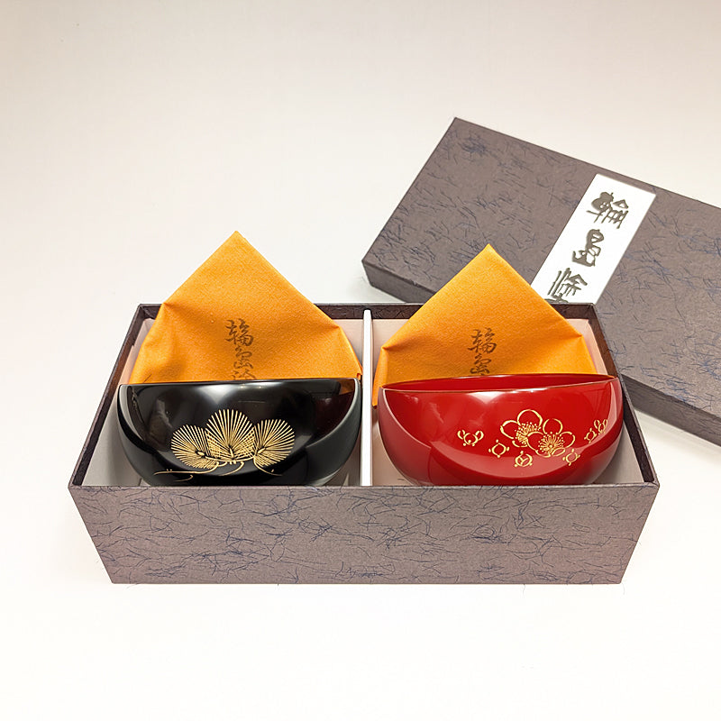 輪島塗 彩 丸夫婦椀 松梅沈金 – 漆陶舗あらき 輪島塗 九谷焼 山中塗