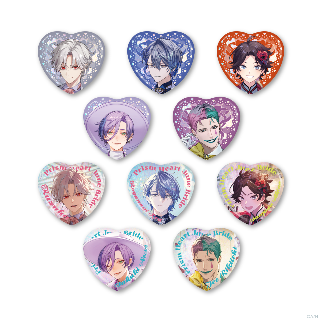 Prism Heart June Bride】ランダムハート型缶バッジ Aグループ｜にじ