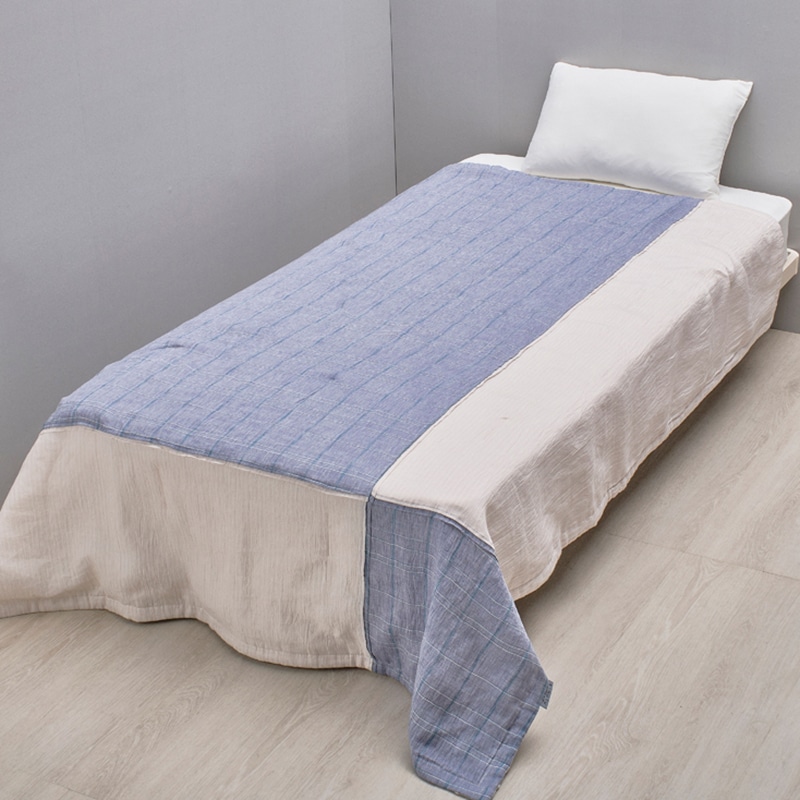 季ノ布 麻肌掛けふとん(（シングルロング）150×210cm ブルー