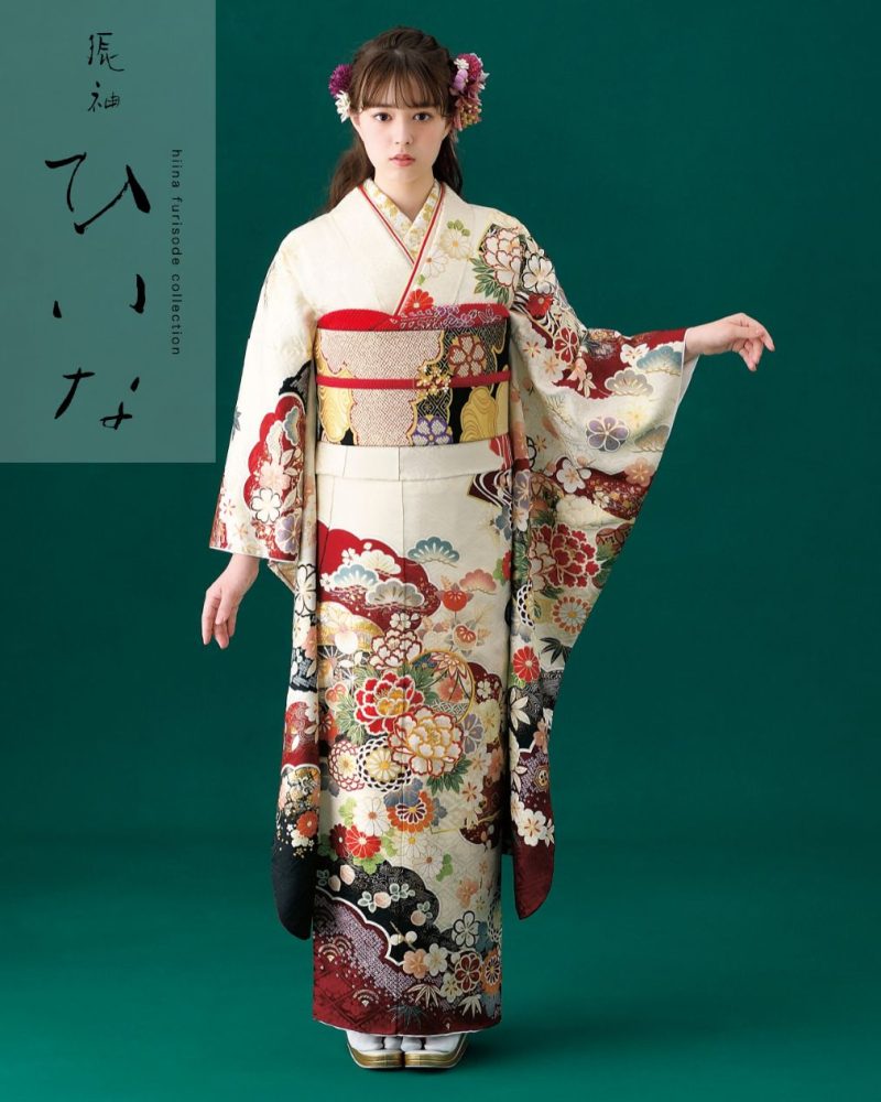 145~159センチぐらいの方が適応サイズ】白地振袖フルセット 145~159