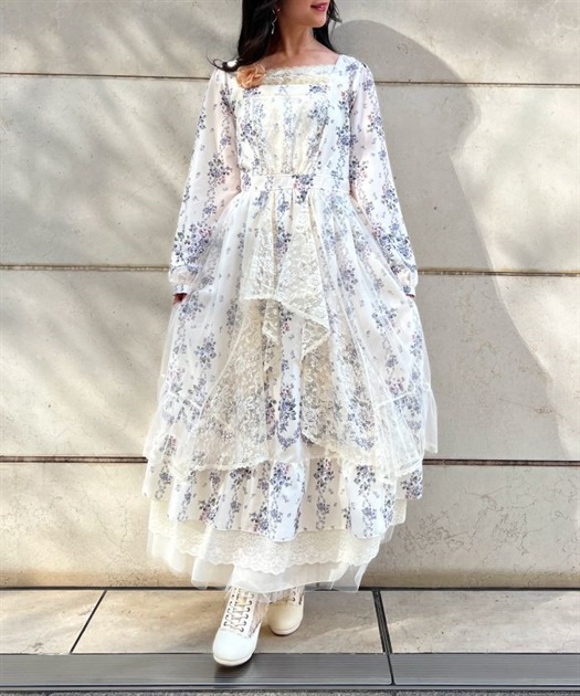 ラッフルフリルレース花柄ワンピース | axes femme -outlet- | axes