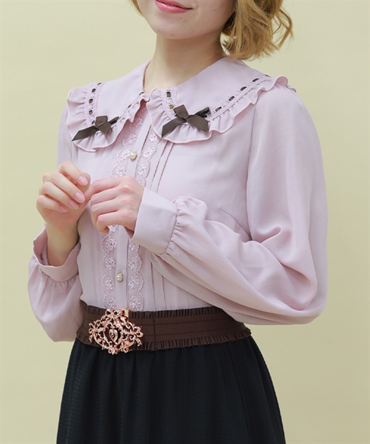 チョコレートリボン丸襟ブラウス | axes femme online shop