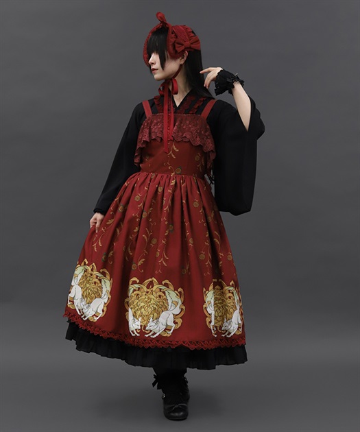 菊と狐柄ジャンパースカート | axes femme online shop