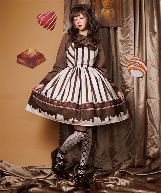 ボンボンショコラ柄ジャンパースカート【受注生産】 | Chalmiere