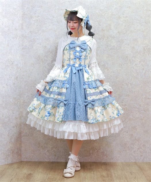 アンティークローズ柄ジャンパースカート | kawaii | axes femme