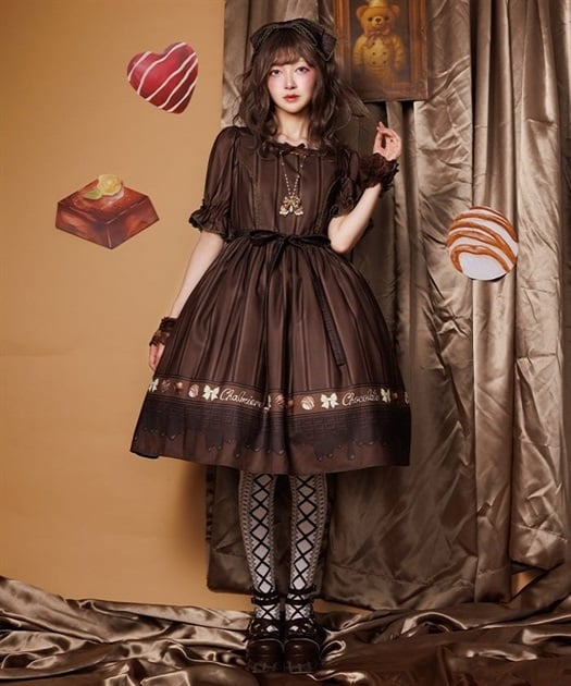 ボンボンショコラ柄ワンピース【受注生産】 | Chalmiere | axes femme