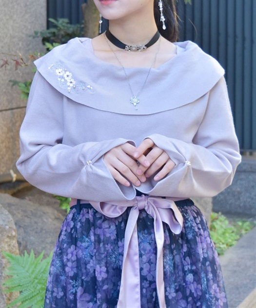 雪桜刺繍オフショル風ニット | axes femme -outlet- | axes femme