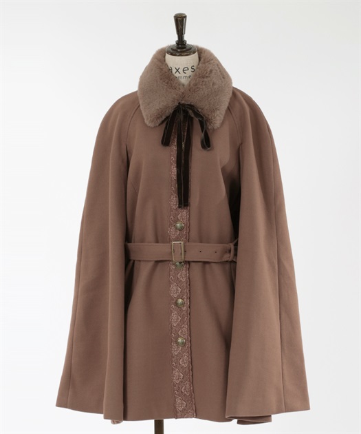 襟刺繍入りケープコート | axes femme online shop -outlet-