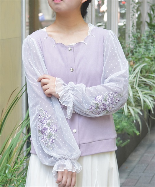 ローズ刺繍カットカーディガン | axes femme online shop