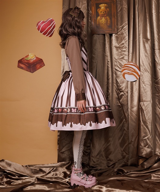 ボンボンショコラ柄ジャンパースカート【受注生産】 | Chalmiere