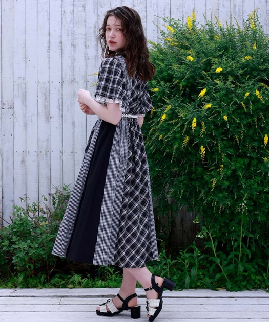 チェック切替パッチワークワンピース 【会員限定価格】 | axes femme