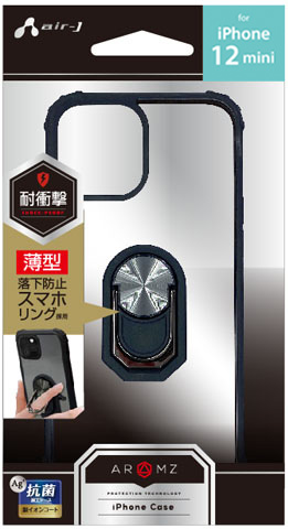iPhone12 mini用 耐衝撃リング付きフレーム背面ケース [抗菌仕様