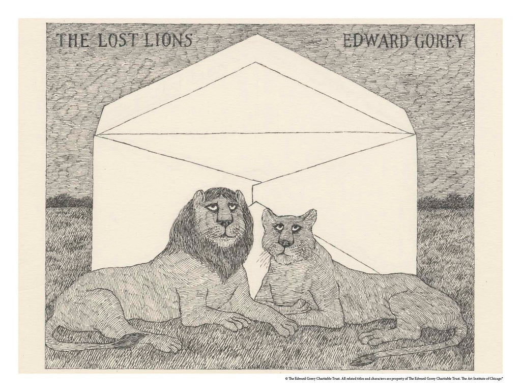 Edward Gorey Lost Lions Unmatted Print – The Art Institute of