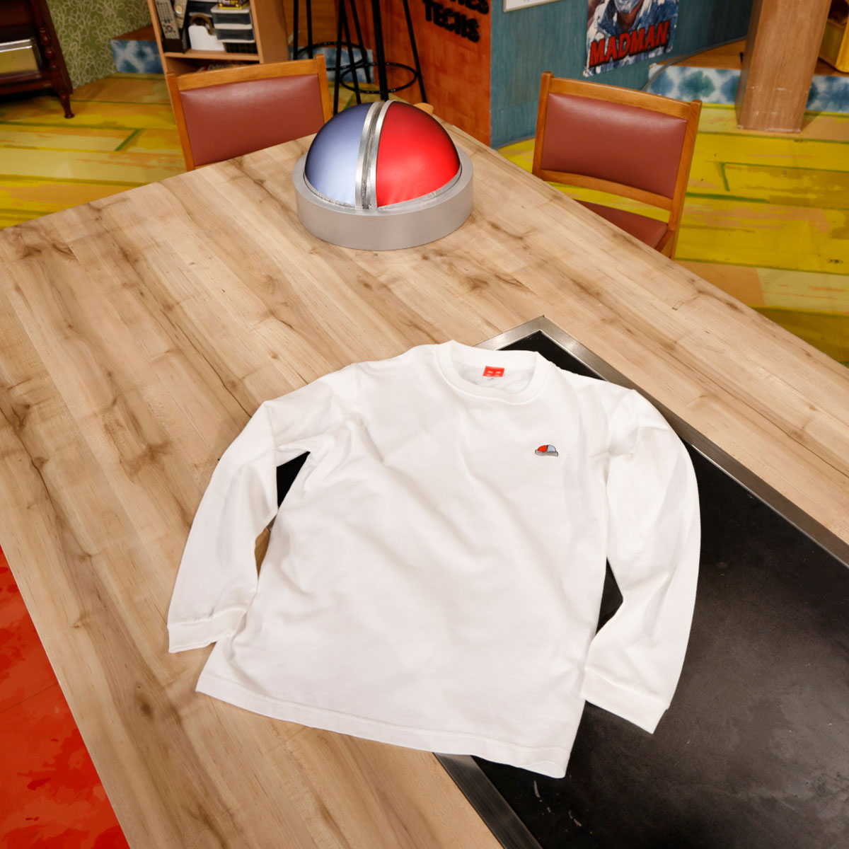 完売】相席食堂ちょっと待てぃ!!ボタン長袖Tシャツ(白) | ABCミッケ