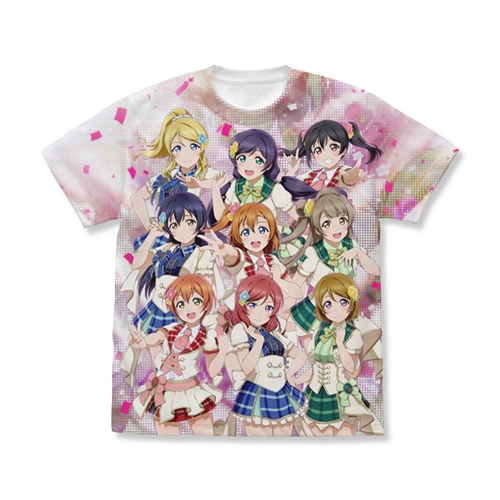 ラブライブ！ μ's フルグラフィックTシャツ/WHITE-XLサイズ
