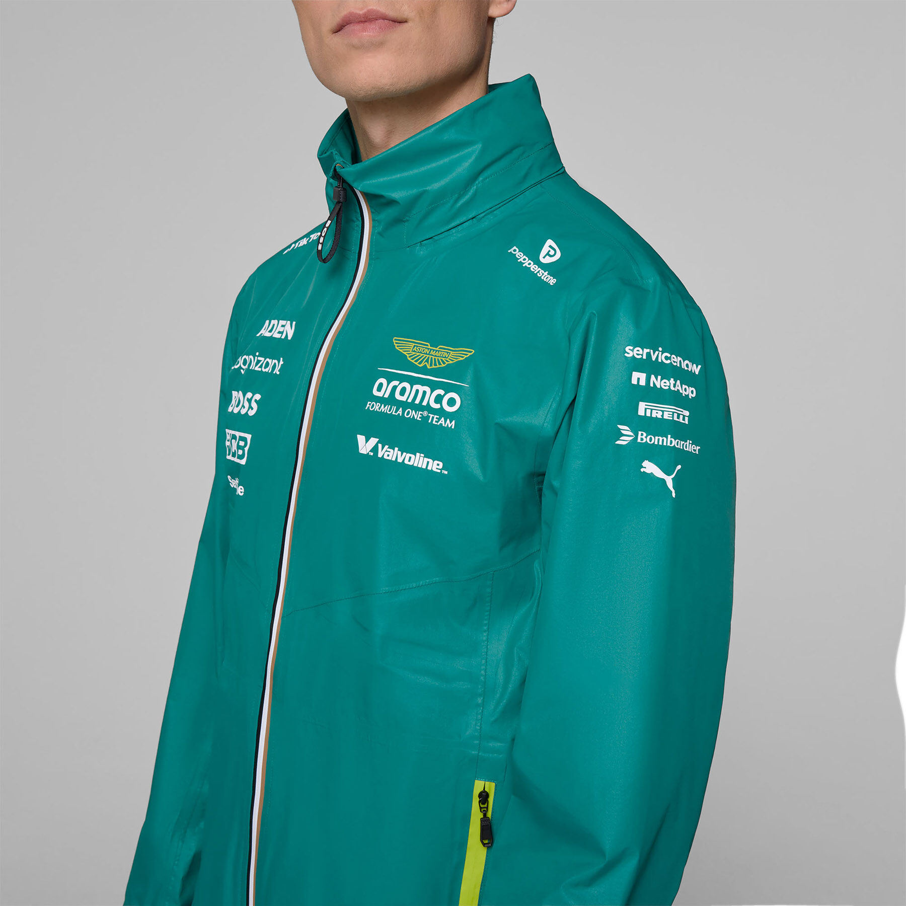Shop | 2025 Team Rain Jacket green | Aston Martin F1 Team