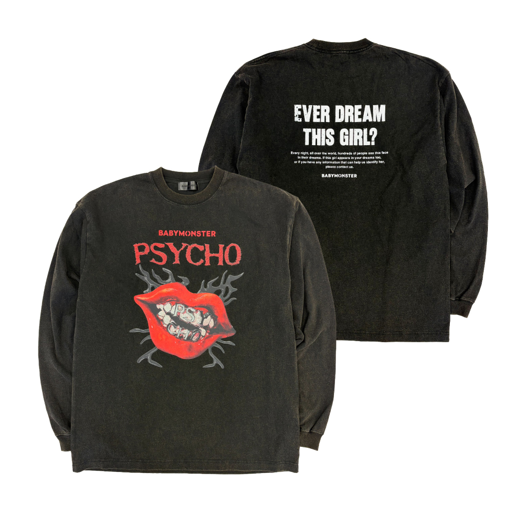 ロングスリーブTシャツ＜PSYCHO＞ BLACK | BABYMONSTER ONLINE SHOP