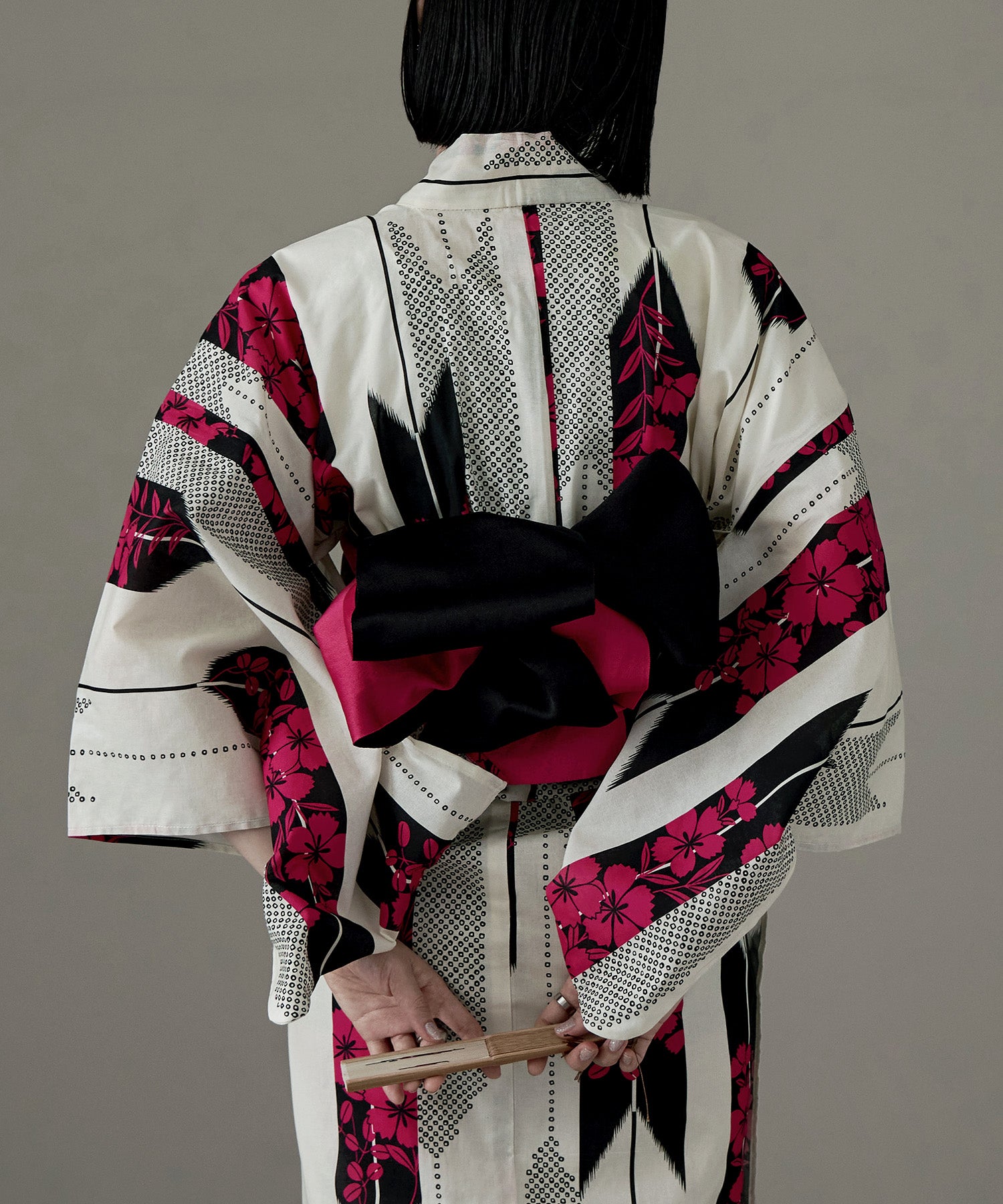 綿仕立て上がり浴衣＋半幅帯 2点セット 矢絣に梅｜浴衣セット - asaka