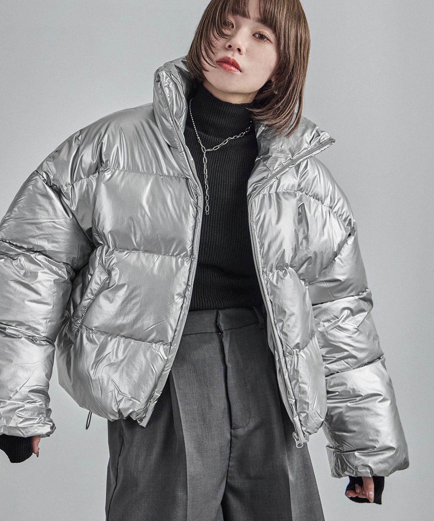 メタリックタフタ 中綿ダウンジャケット｜コート・ジャケット
